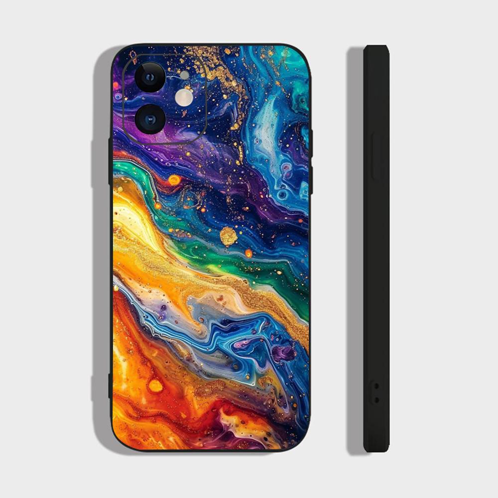 Colorful Starry Sky Galaxy Phone Case For IPhone 17 Air 16 15 14 13 Pro Max 11 12 Black Silicone Cover