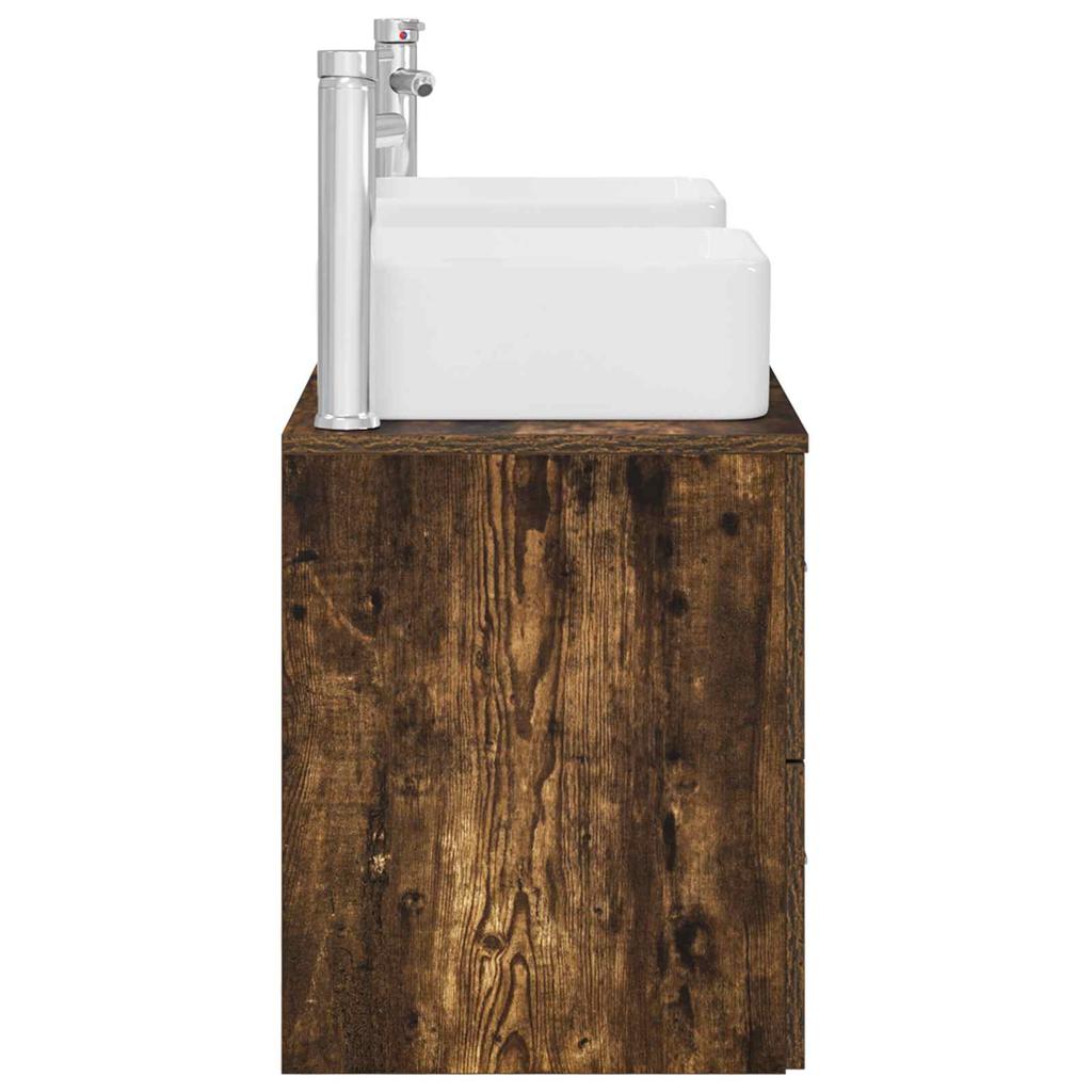 Bathroom Cabinet Set 3 pcs Smoked Oak 129 x 41 x 80 cm