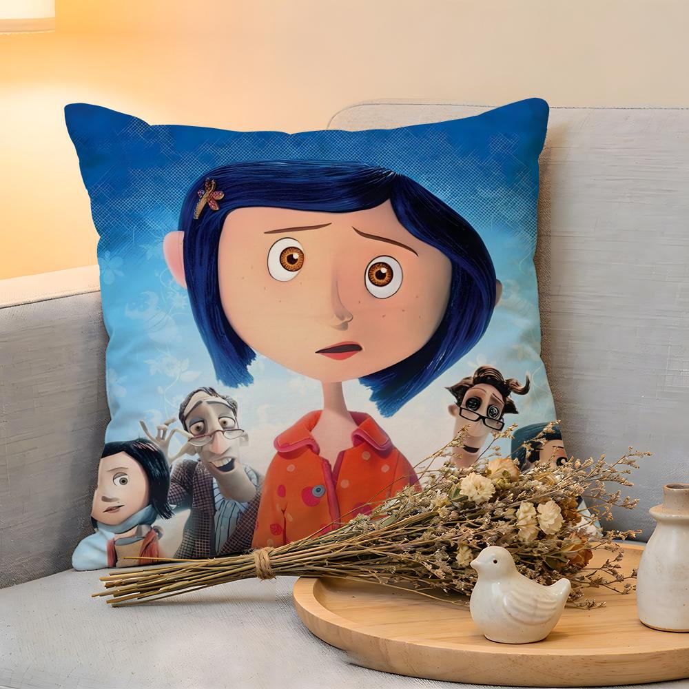 Cushion Cover Linen SkinFriendly Soft Decorative Case For Sofa Home Decor CCoraline Anime Pillow cover