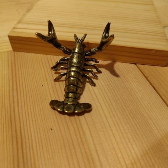 Держатель для ручки-омара, орнамент из латуни, ретро-животное, изысканные фигурки раков, миниатюры, украшения для офиса, рабочего стола, коллекция ремесленных произведений искусства, подставка для ручек