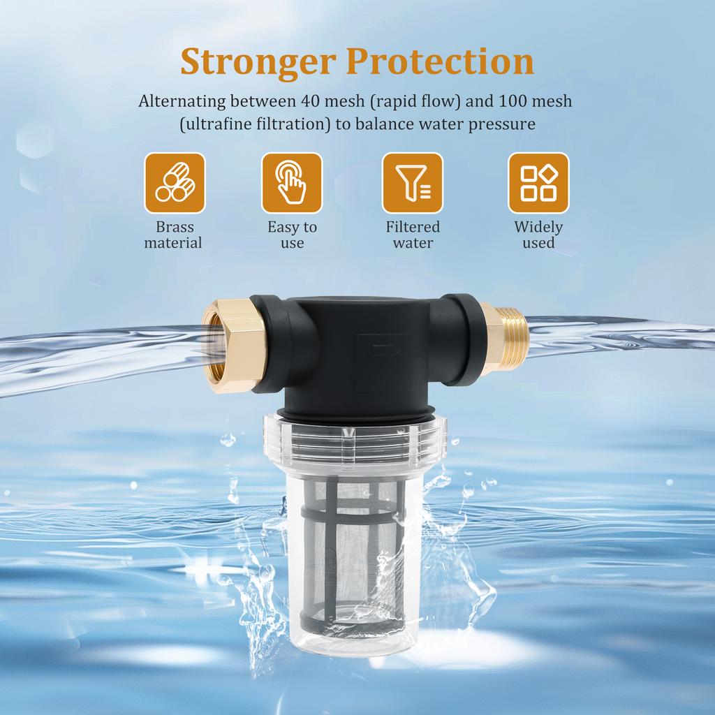 Фильтр для садового шланга 3/4 дюйма, осадочный фильтр, насадка для входного водяного фильтра для мойки высокого давления с сеткой 40 меш и сеткой 100 меш