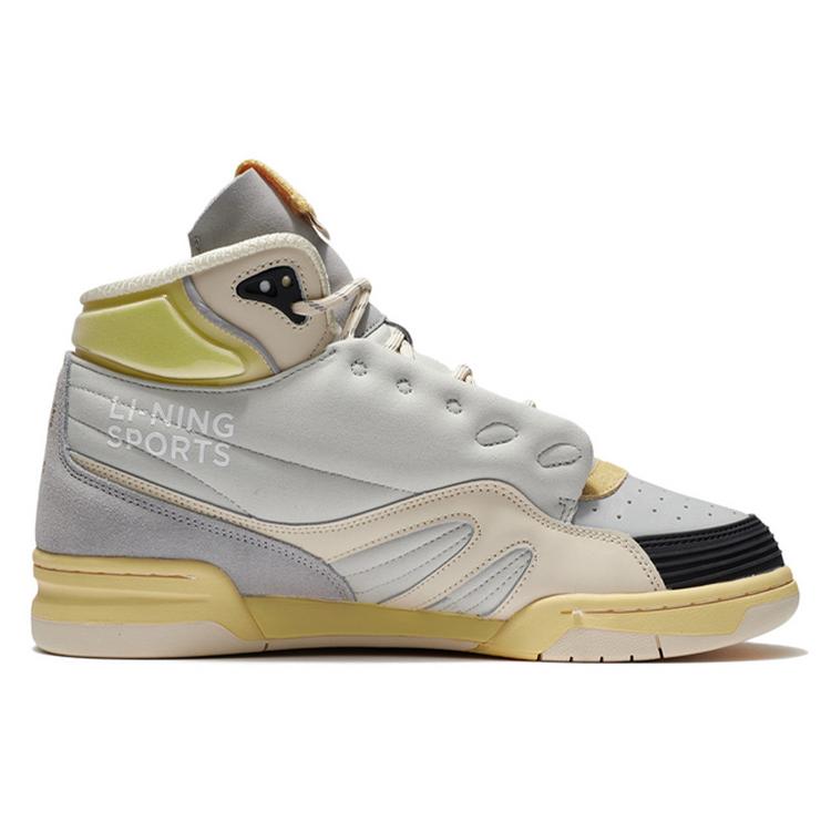 Li Ning 937 Deluxe Hi SP Синтетическая кожа, ТПУ Износостойкие и легкие Высокие кеды для скейтборда Мужские Серый AGBR097-1