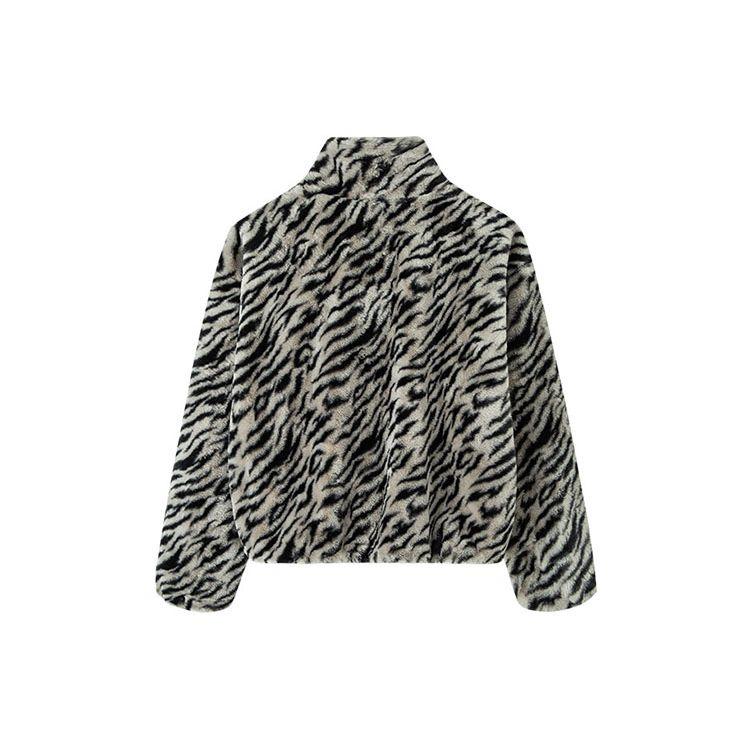 Anta Life Series Tiger Spirit Stand Collar Zebra Print Jacket Women Jacket Black 162218712-1