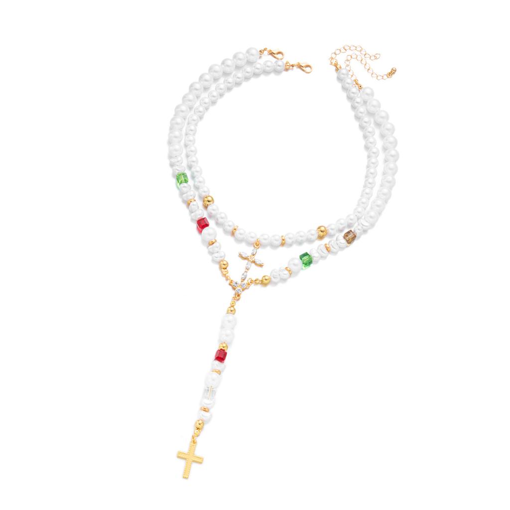 Европейское ожерелье-крест Inspire Pearls с цветными бусинами, праздничное, подходит для рынков Юго-Восточной Азии