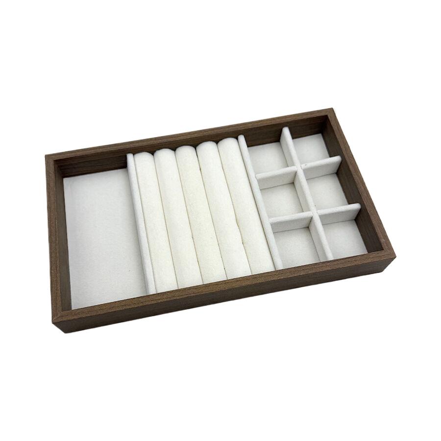 1 Pc, Walnut Wood Pattern Jewelry Box, Jewelry Tray, Suitable for Storing Necklaces, Rings, Earrings and Ear Studs. Color: Beige