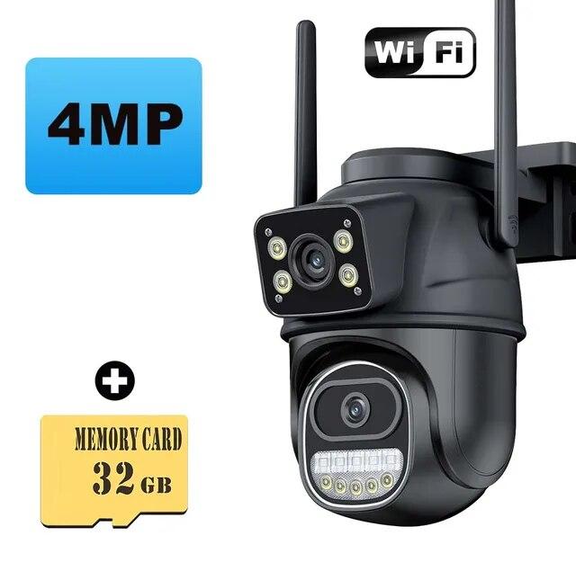 12-мегапиксельная 6K HD внешняя WiFi IP-камера для улицы с 8-кратным зумом, тремя объективами, двумя экранами, функцией автоматического слежения, защитой, видеонаблюдением, приложением iCSee