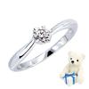 Кольцо для предложения Серебряное кольцо Одиночный кубический цирконий Белый плюшевый мишка Размер 9 [Sears] g-56-tdt-01-w-09