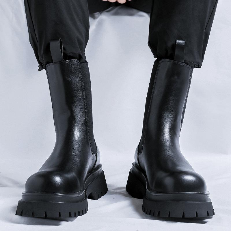 Мужская мода высокие челси ботинки обувь из натуральной кожи сценический клубный наряд ковбойские ботинки на платформе красивые длинные мотоциклетные боты