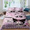 3D Printed Kuromi Cartoon Three-piece Bedding Set, Duvet Cover Set, Includes Pillowcases, No Filling.