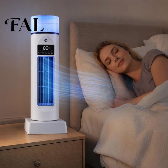Adjustable Speed USB Fan Tower Cooling Fan, 6 Bladeless Air Cooler & Humidifier with Elegant Design Desk Remote Water Tank, Quiet Desktop Mist