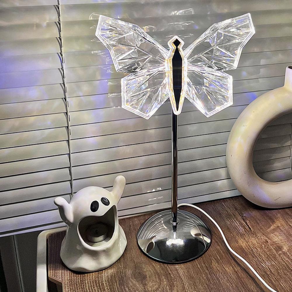 Metal Acrylic Butterfly Desk Lamp Nordic Bedroom Girl Room LED Rechargeable Bedside Atmosphere Small Night Light