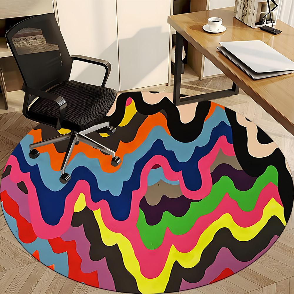1pc Colorful Abstract Chair Carpet for Office - Durable, Ideal for Chair Mats, Stylish & Functional Decorative Rug yy260130020