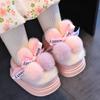 New  Winter Cute Rabbit Children's Waterproof Warm Non-slip Fluffy Slippers Girls Boys Flats Indoor Kids Home Cotton Shoes
