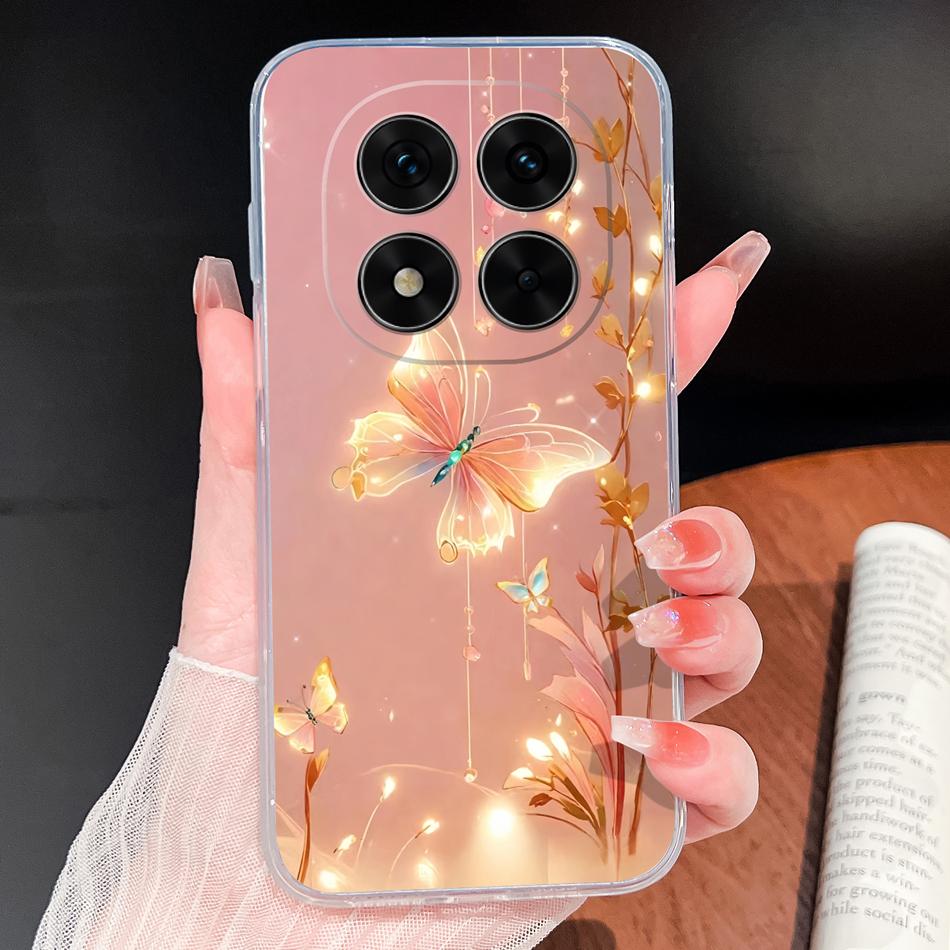 For Xiaomi Poco X7 Pro Phone Case Pretty Butterfly Patterns Soft Slim TPU Clear Silicone Bumper For Poco X 7 Lightweight Funda