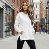 Soft Drawstring Hoodie Women Velvet with Kangaroo Pocket, Long Sleeve Pullover Autumn Winter Outfit Sweatshirt, Loose Casual Hooded Top for Fall Lady