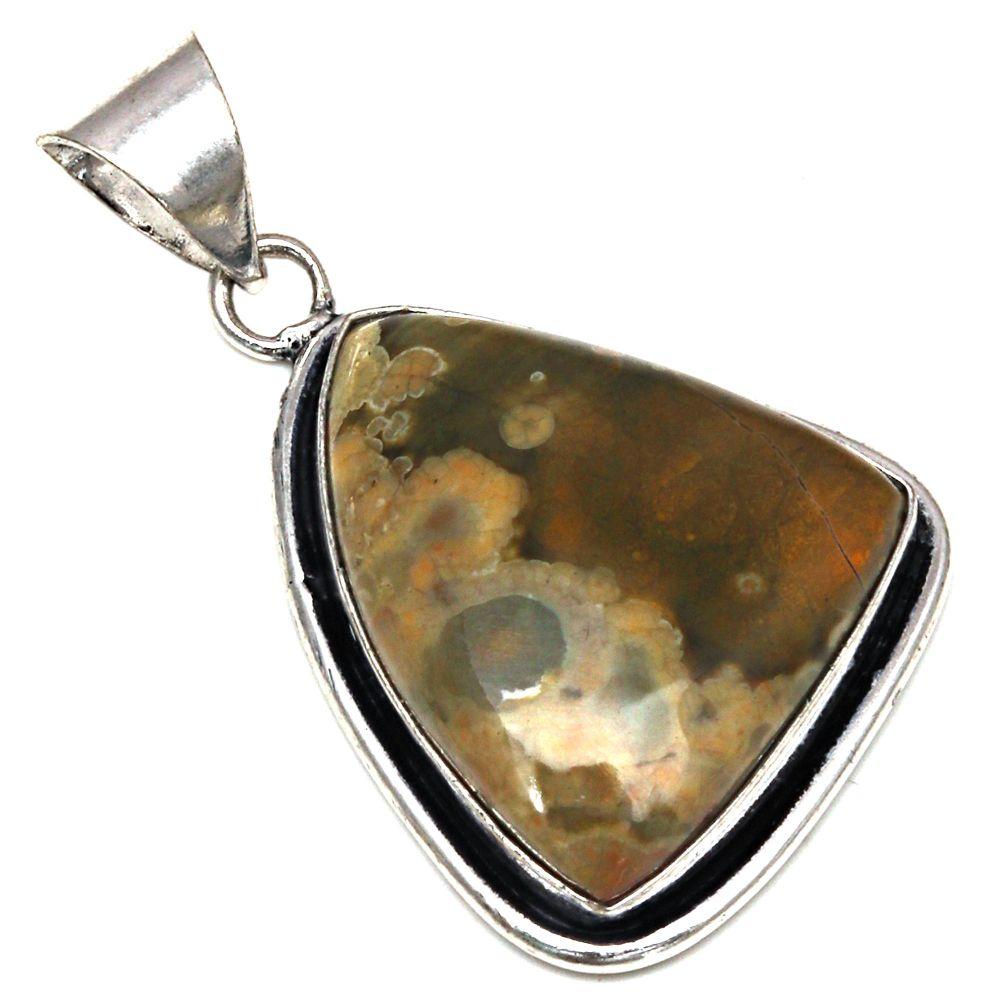 Подвеска из драгоценного камня Rainforest Jasper, серебряное украшение ручной работы 1,75 дюйма