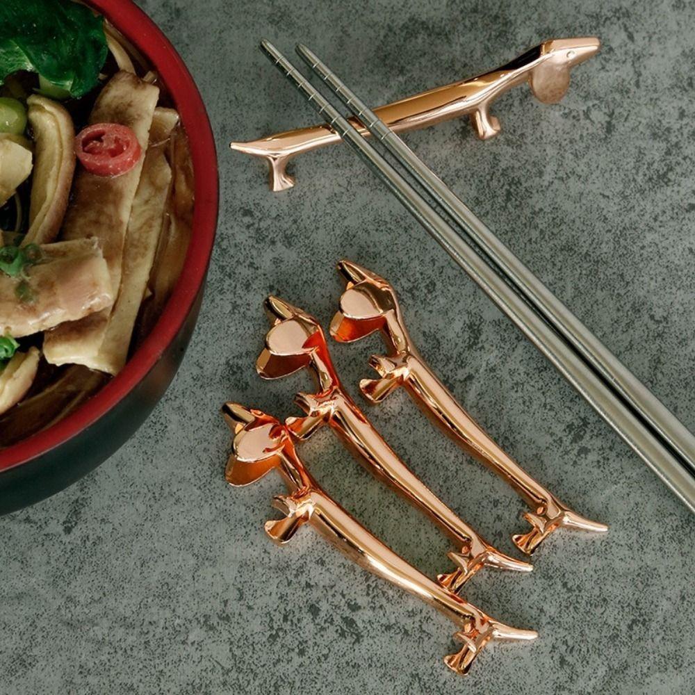 2PCS Dog Shape Dachshund Dog Chopstick Holder Zinc Zinc Zinc Alloy Cutlery Rest Dinner Table Supplies