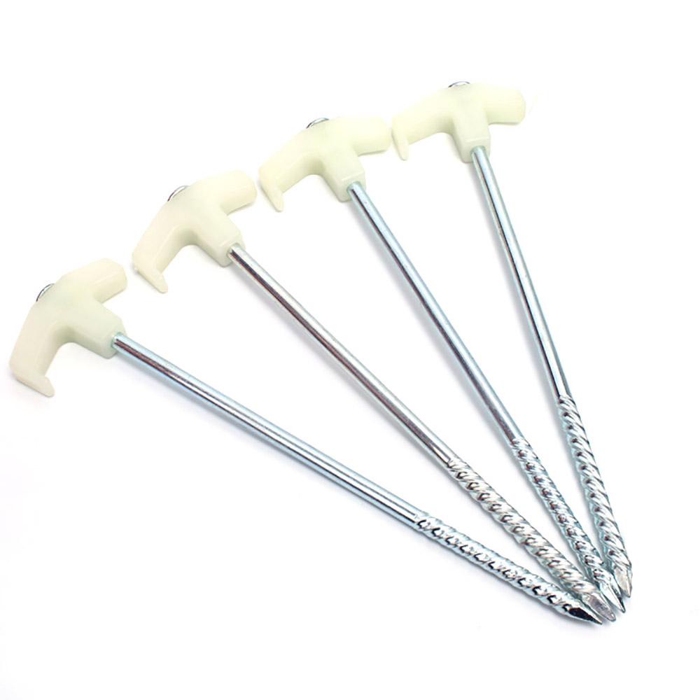 4 шт. Стальные колышки для палатки Вкручивающиеся Фосфоресцирующие Вкручивающиеся Колышки для каравана Кемпинга Палатки Тенты