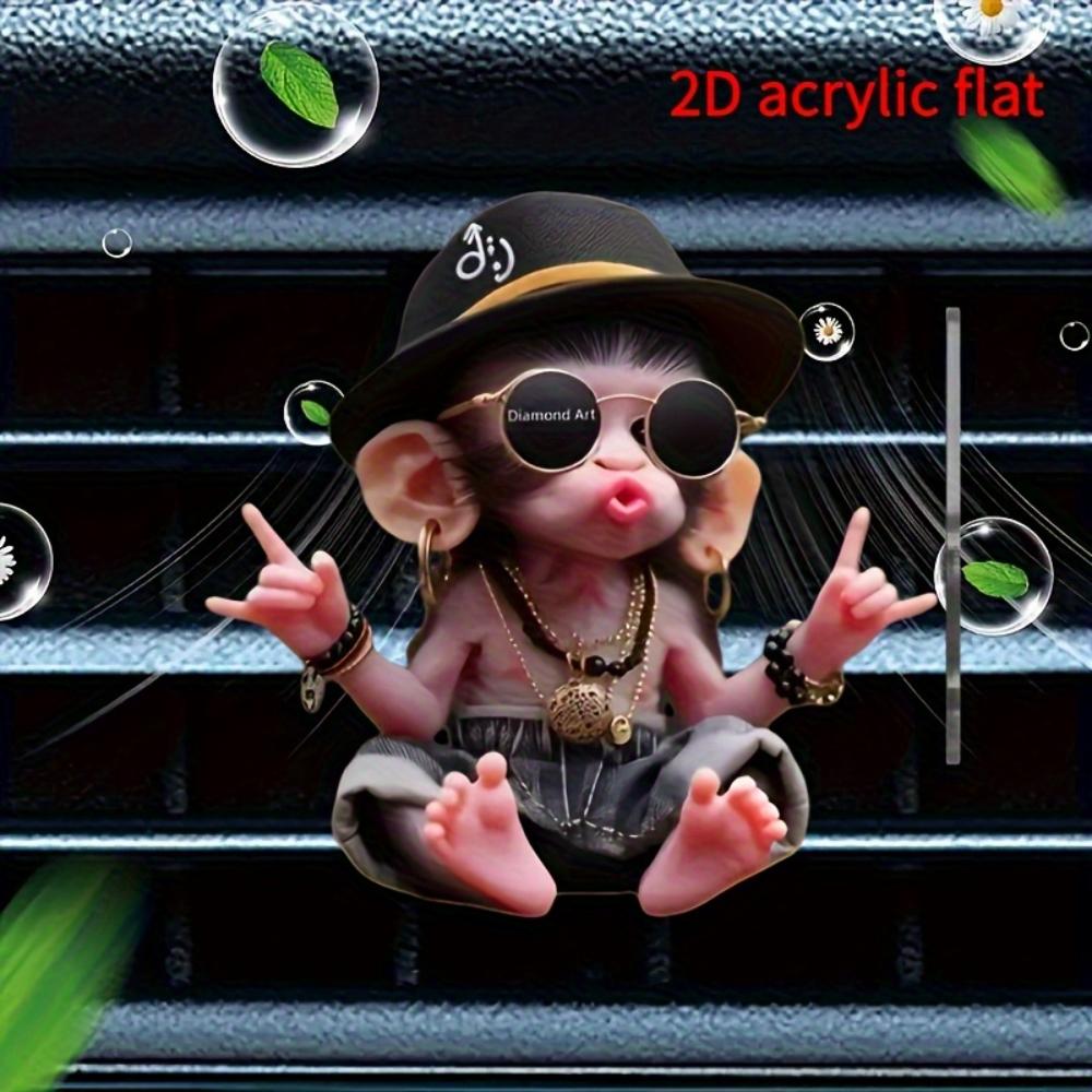 Плоские 2D, набор из 2 штук, милые клипсы-освежители в вентиляционное отверстие автомобиля в стиле хип-хоп, акриловый аромадиффузор с прокладкой, стильный интерьер автомобиля, аромат не входит в комплект
