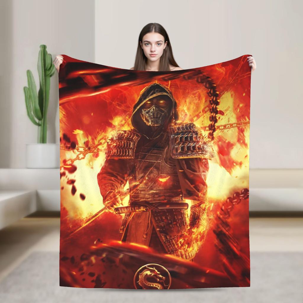Пледы Скорпион Mortal Kombat MK11 Флис Забавные Теплые Пледы для Кровати Дивана Осень/Зима