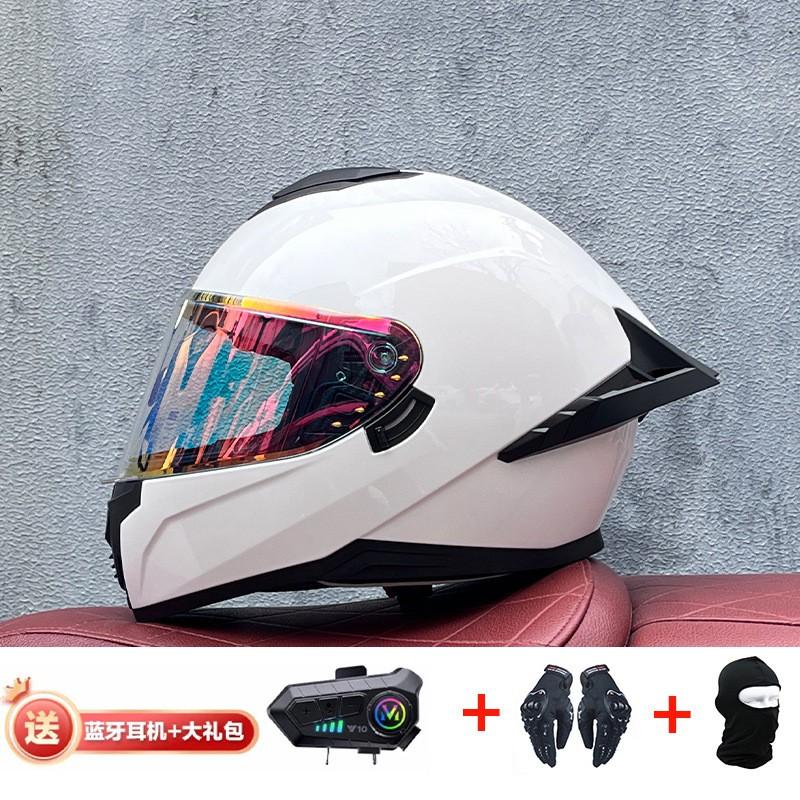 Full Face Motorcycle Helmet With External Bluetooth Module Men Women Large Rear Wing Sport Style DOT Approved