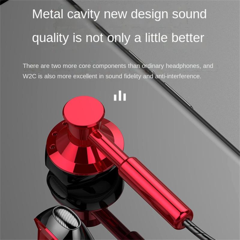 Fashion Wire-controlled Earphone 3.5mm Round Hole Headset Subwoofer Music Gaming Headphone With