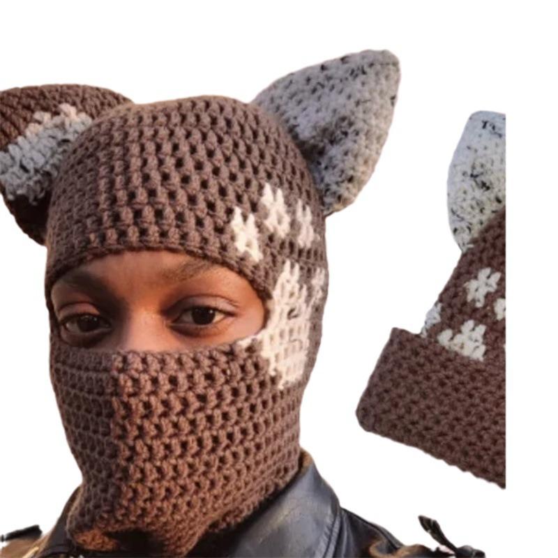 Новая шапка ручной работы с вертикальными полосками и кисточками в виде кошачьих ушек, персонализированная и модная шапка для взрослых