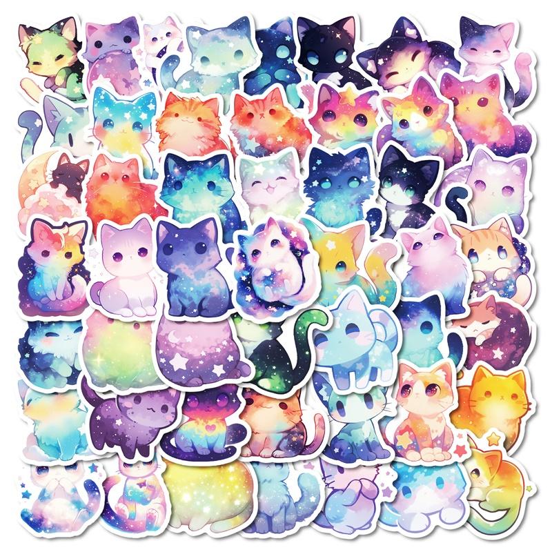 10/30/50PCS Cute Dream Star Cat Sticky PVC Sticker Aesthetic Stationery DIY Decoration Scrapbooking School Supplies