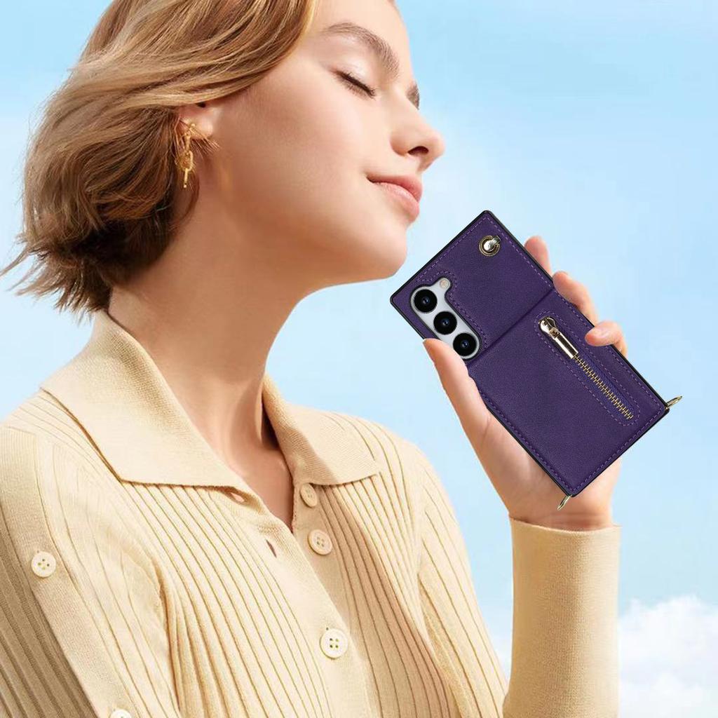 Кошелек на молнии с несколькими картами и длинный висящий чехол для телефона на веревке для серии iPhone Samsung Galaxy S9 S10 S20 S21 S22 S23 Note9 Note10 Note20...