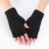 Women Trendy Solid Color Finger Arm Sleeves Gloves Autumn WinterKnitted Warm Fingerless Touchscreen Gloves