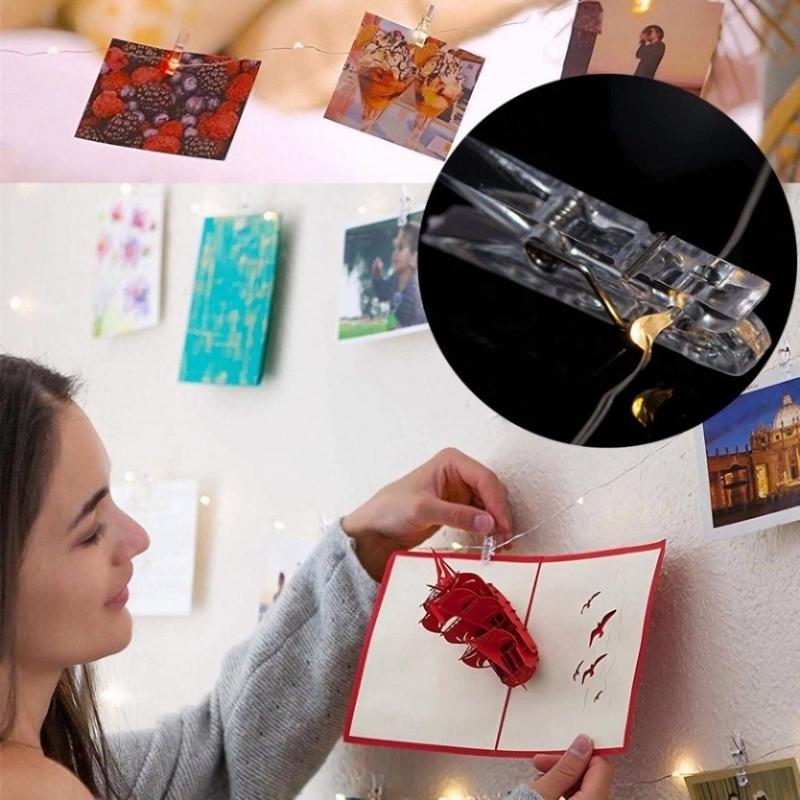 50/100 шт. Прозрачные Мини Прищепки для Фото Пластиковые Пружинные Подвесные Прищепки DIY Свадьба День Рождения Вечеринка Настенное Украшение Зажимы для Фото