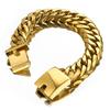 Модные ювелирные изделия шириной 16 мм, пряжка из нержавеющей стали, золотой тон, двойная кубинская цепочка, подарок, мужской браслет унисекс