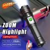 High Power XHP70 Flashlight Rechargeable LED Torch Telescopic Zoom Light For Camping Waterproof Lamp