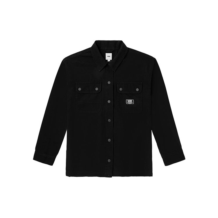 Vans Повседневная куртка с логотипом и микропринтом, однотонный воротник, рабочая куртка, женская куртка, черный цвет VN0A5LLCBLK