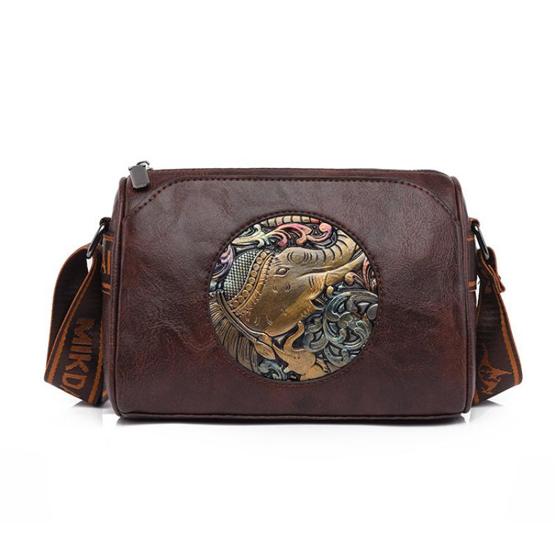 Retro Vintage Style Balck Brown Leather Crossbody Shoulder Bags For Women Casual Shopping Small Bag With Multi-Pockets