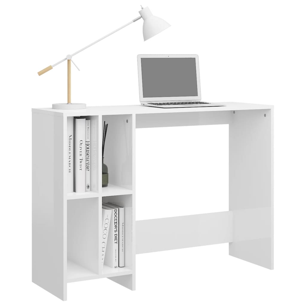 Glossy White Computer Desk 102.5 x 35 x 75 cm Particleboard