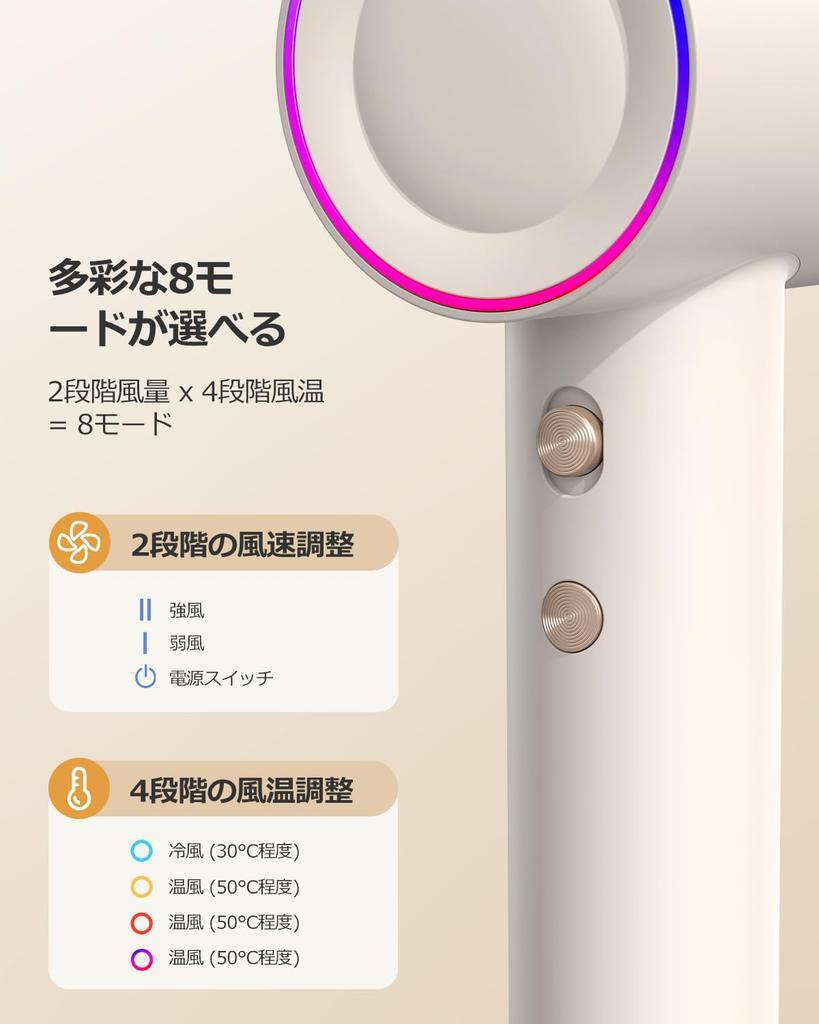 Фен для волос Большой воздушный фен Рейтинг популярности Фен 1200 Вт 100 В Бесщеточная технология двигателя 100 миллионов отрицательных ионов Высокая концентрация волос
