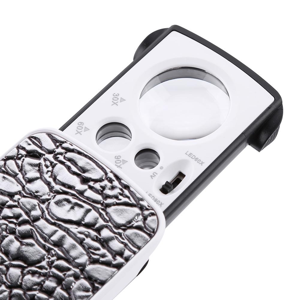 30x / 60x / 90x Magnifying Glass Jewelry Optical Magnifier Jeweler LED Light Loupe