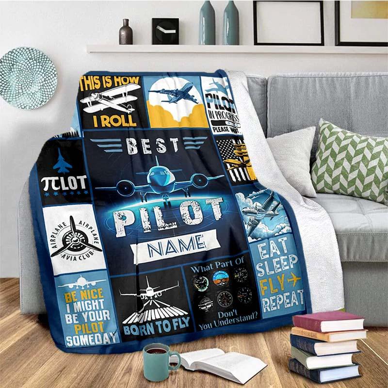 Pilot Customize Your Name Blanket Used For Chair Office Sofa Bed Camping Soft And Warm Giving Friends And Relatives Birthday Graduation Gift