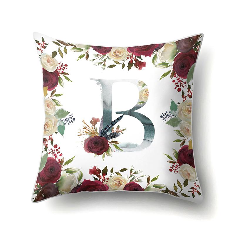 Полиэстеровая наволочка Американский Ретро Цветок Растение 26 Английских Букв Наволочка для Подушки Автомобильная Наволочка
