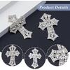 SUPERFINDINGS 2Pcs Silver Rhinestone Cross Applique Craft Crystal Patches Sew On Flat Patches Decorated DIY Sewing with Sparkly Belt Appliques