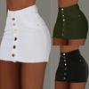 Женская модная тонкая однотонная джинсовая юбка с карманом и высокой талией, короткая юбка