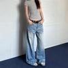 Unisex Retro Whiskered Wash Loose Straight-Leg Jeans