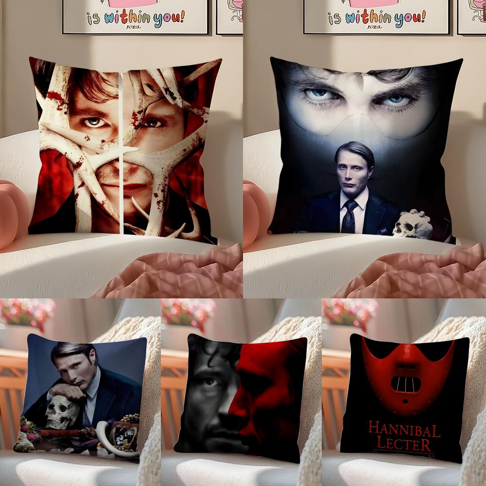 Dark Elegant TV Series HHannibal Cushion Cover Pillowcase Short Plush Invisible zipper Room Sofa Cushion Cover