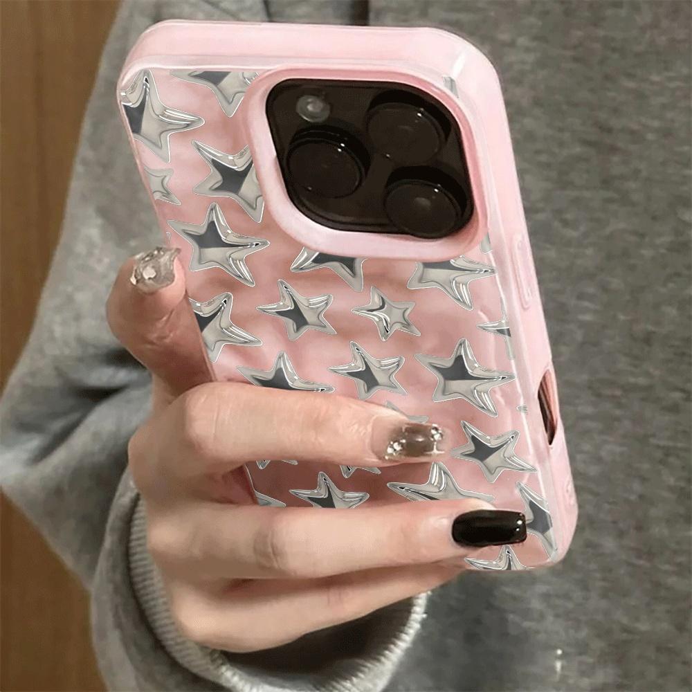 Звезды Y2k Ins 3D Неровная Складка Метеорит Чехлы для Телефона для IPhone 17 16 15 14 Plus 13 12 11 Air Pro Max Ударопрочные Глянцевые Мягкие