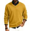 Men's V-neck Long-sleeved Ribbed Knit Pullover