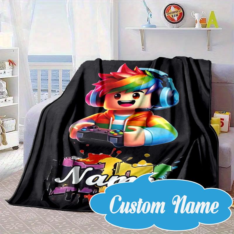 Custom Name Ro-blox Adventure Quests Blanket bed sofa Blanket Flannel Blanket for Camping, Hiking, Picnic Essentials,gift for Fan family