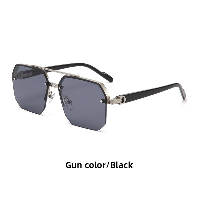 Men'S Metal Sunglasses Square Half Frame Casual Glasses Personality Retro Fashion Outdoor Driving Eyeglasses Uv400