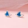 Lava Love Stud Earrings Women's Simple Niche Design Sense Temperament Sweet Cool Liquid Blue Heart Earrings