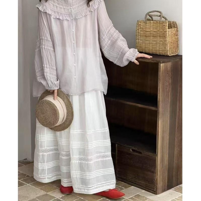 Johnature Elasticated Waist Summer Loose Retro Style Women Breathable Skirt Women